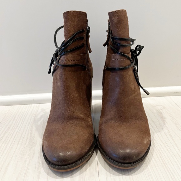 Franco Sarto Womens Edaline Mushroom Leather Strapped‎ Ankle Heel Boot Size 7 - Picture 3 of 13